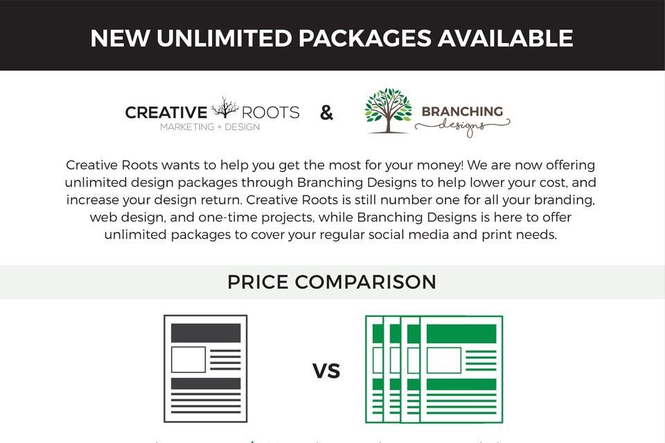 Creative Roots Marketing & Design - Branching Designs: Subscription Based Graphic Design